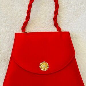 Khanitha Red 100% Silk Handbag Pre owned Never Used